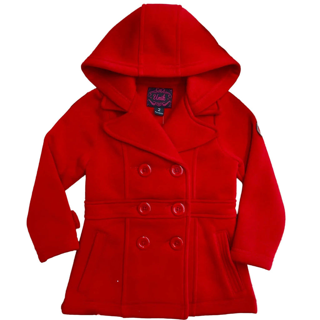 Girl Fleece Coat With Hood - Red  (2-4) $9.00 and (S-XL) $10.00 Per Piece. GJ17109