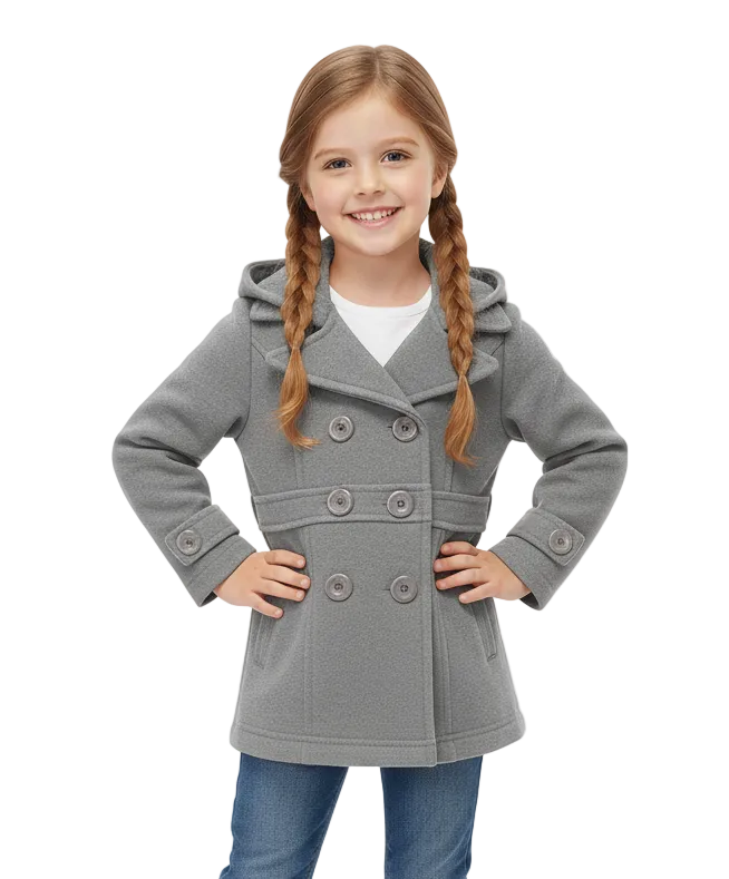 Girl Fleece Coat With Hood - D. Grey  (2-4) $9.00 and (S-XL) $10.00 Per Piece. GJ17109