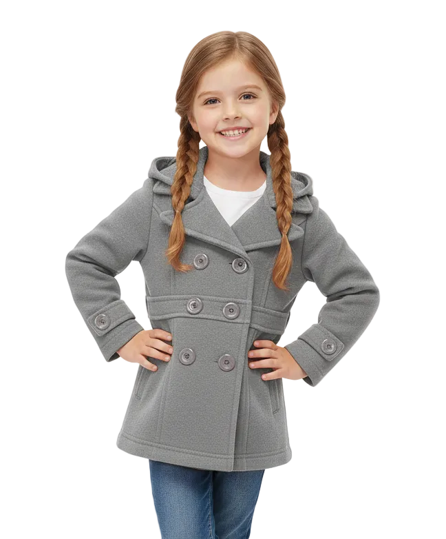 Girl Fleece Coat With Hood - D. Grey  (2-4) $9.00 and (S-XL) $10.00 Per Piece. GJ17109