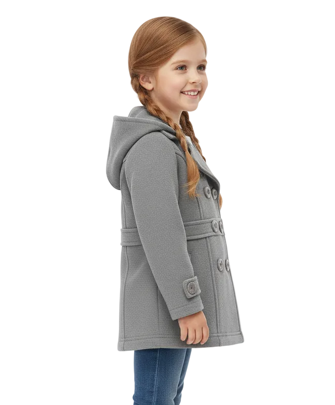 Girl Fleece Coat With Hood - D. Grey  (2-4) $9.00 and (S-XL) $10.00 Per Piece. GJ17109