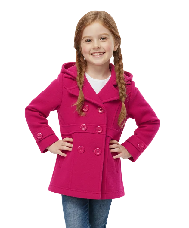 Girl Fleece Coat With Hood - Fuchsia  (2-4) $9.00 and (S-XL) $10.00 Per Piece. GJ17109