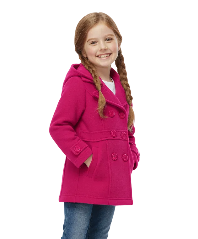 Girl Fleece Coat With Hood - Fuchsia  (2-4) $9.00 and (S-XL) $10.00 Per Piece. GJ17109