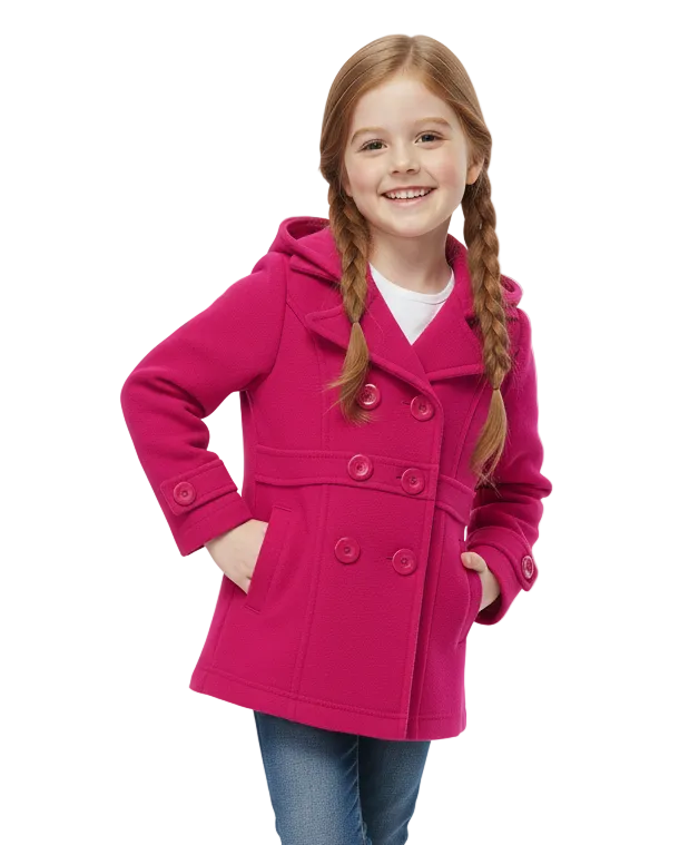 Girl Fleece Coat With Hood - Fuchsia  (2-4) $9.00 and (S-XL) $10.00 Per Piece. GJ17109