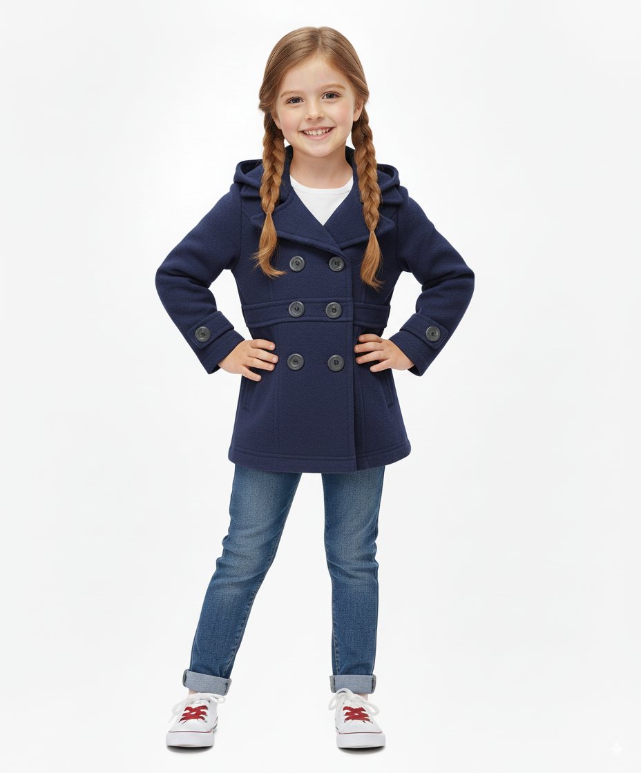 Girl Fleece Coat With Hood Navy (2-4) $8.5 and (S-XL) 9.5 Per Piece