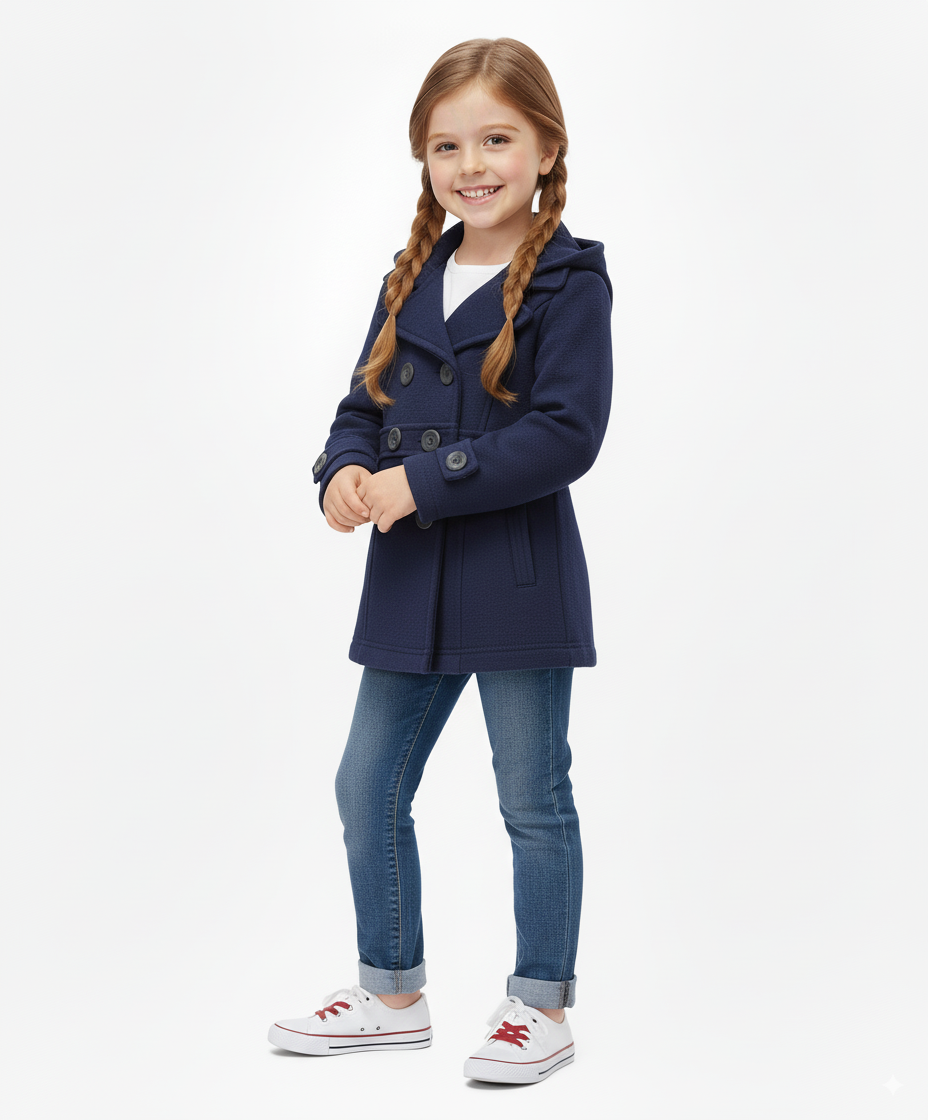 Girl Fleece Coat With Hood Navy (2-4) $8.5 and (S-XL) 9.5 Per Piece