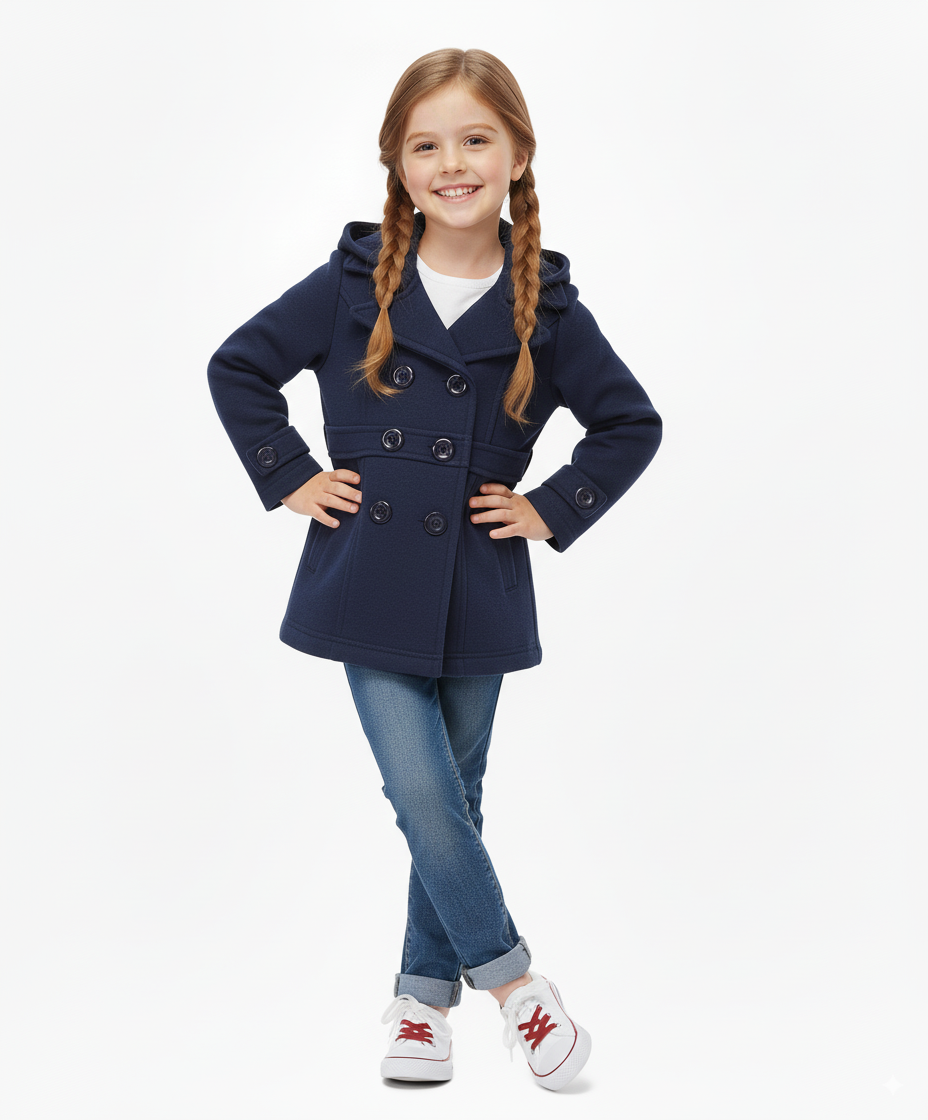 Girl Fleece Coat With Hood Navy (2-4) $8.5 and (S-XL) 9.5 Per Piece
