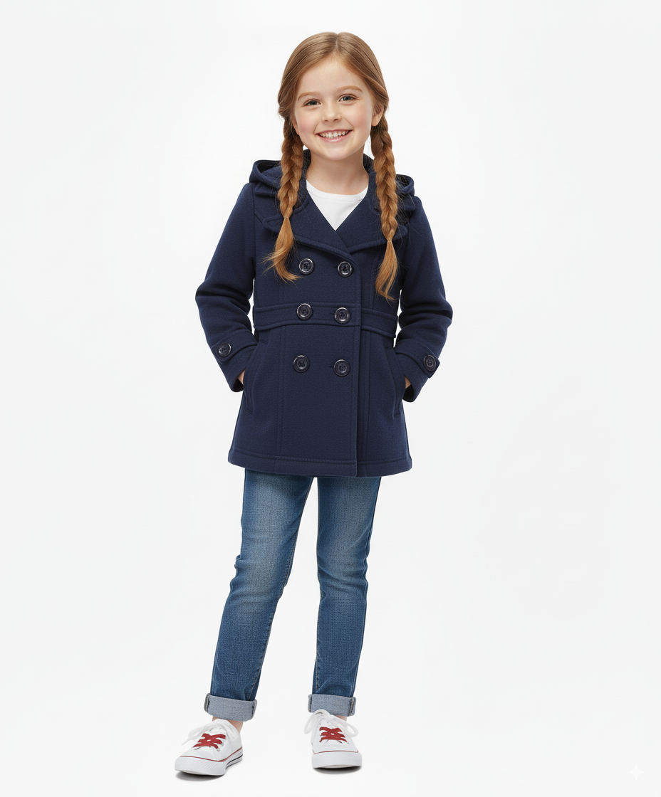 Girl Fleece Coat With Hood Navy (2-4) $8.5 and (S-XL) 9.5 Per Piece