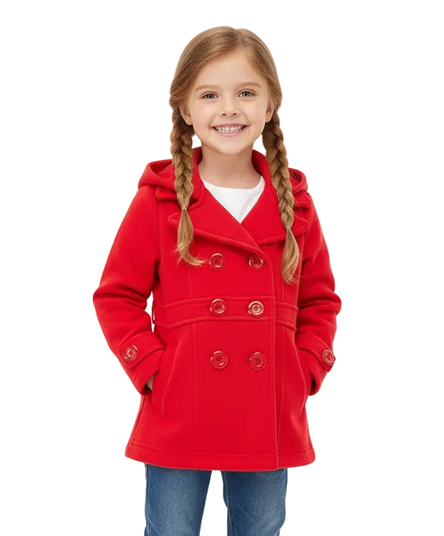 Girl Fleece Coat With Hood - Red  (2-4) $9.00 and (S-XL) $10.00 Per Piece. GJ17109