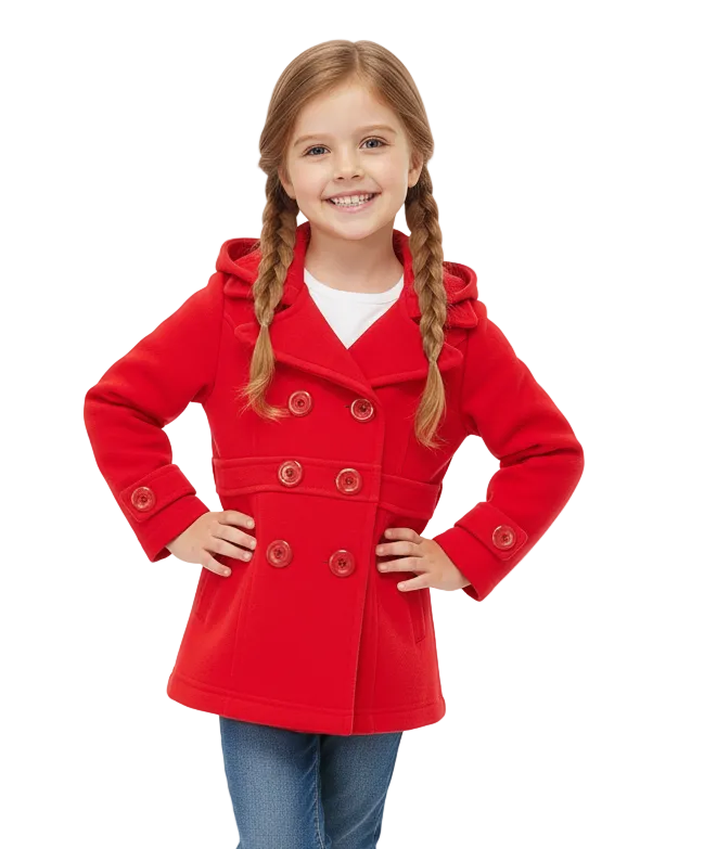 Girl Fleece Coat With Hood - Red  (2-4) $9.00 and (S-XL) $10.00 Per Piece. GJ17109