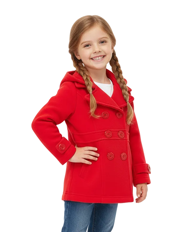 Girl Fleece Coat With Hood - Red  (2-4) $9.00 and (S-XL) $10.00 Per Piece. GJ17109