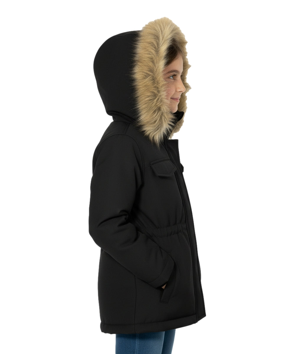 Girl Sherpa Lined Faux Fur Hooded Coat - Black (2-4) $11.00 and (S-XL) $12.00 Per Piece GJ2044