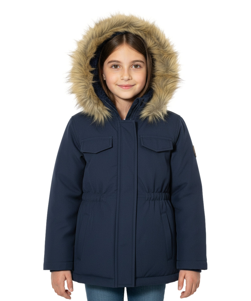 Girl Sherpa Lined Faux Fur Hooded Coat - Navy (2-4) $11.00 and (S-XL) $12.00 Per Piece GJ2044