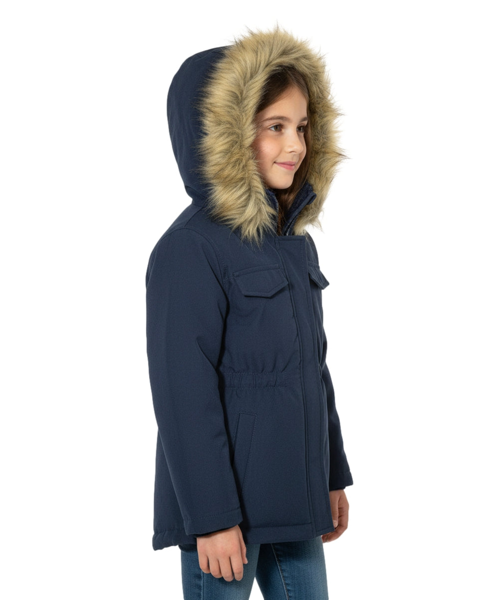 Girl Sherpa Lined Faux Fur Hooded Coat - Navy (2-4) $11.00 and (S-XL) $12.00 Per Piece GJ2044