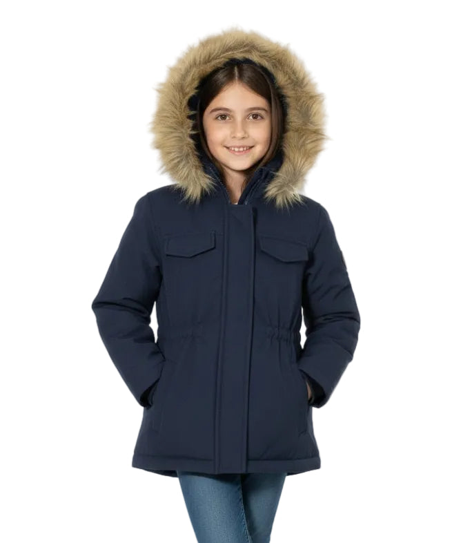 Girl Sherpa Lined Faux Fur Hooded Coat - Navy (2-4) $11.00 and (S-XL) $12.00 Per Piece GJ2044