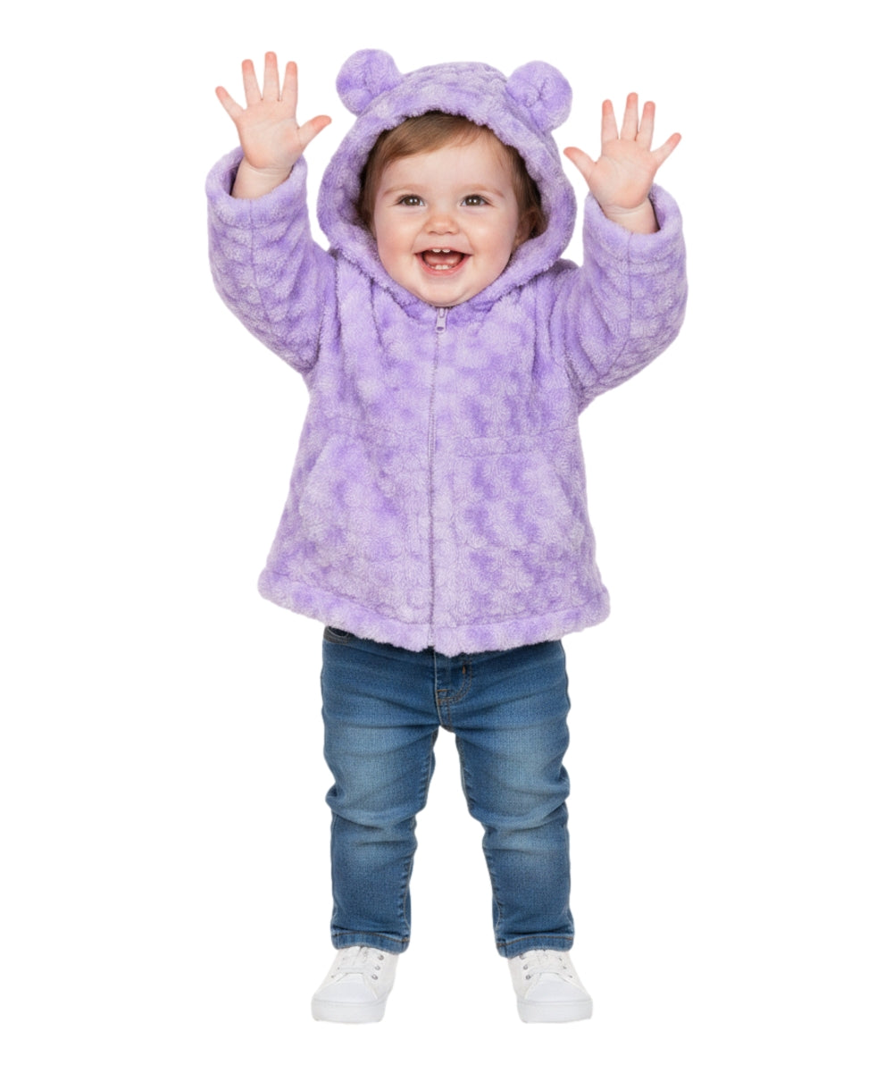Girls Faux Fur Coat with Ear Hoodie - Lilac (12m-24m) $9.00 (2-4) $10.00 (S-XL) $11.00 Per Piece. GJ22114