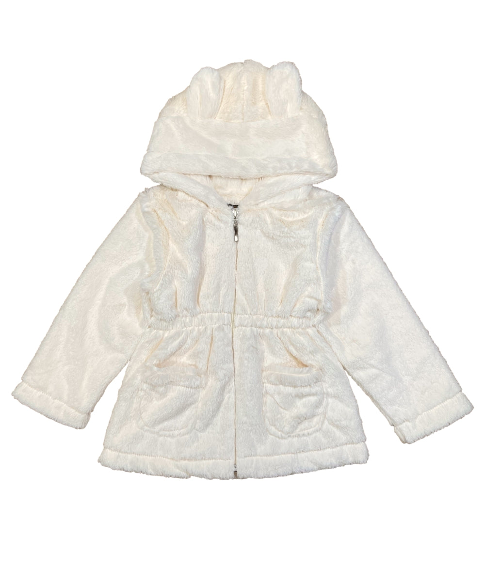 Girls Faux Fur Coat with Ear Hoodie - Off White (12m-24m) $9.00 (2-4) $10.00 (S-XL) $11.00 Per Piece. GJ22114