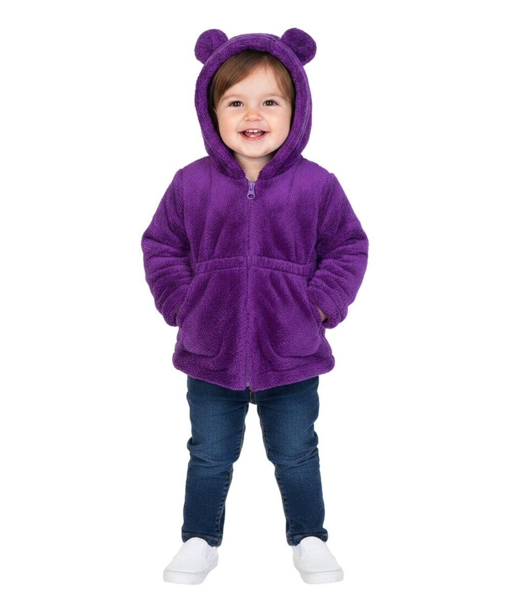 Girls Faux Fur Coat with Ear Hoodie - Purple (12m-24m) $9.00 (2-4) $10.00 (S-XL) $11.00 Per Piece. GJ22114