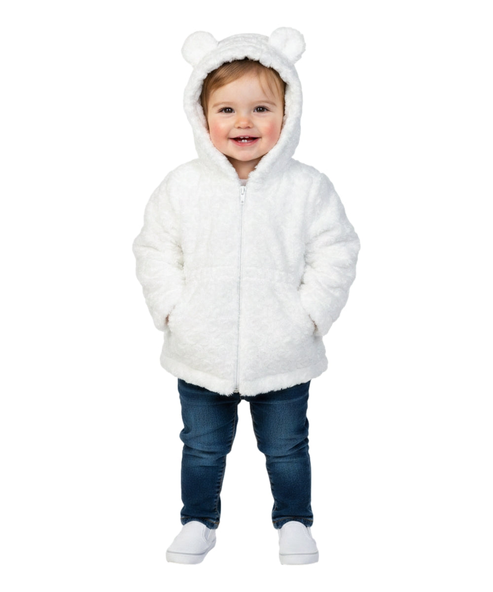 Girls Faux Fur Coat with Ear Hoodie - Snow (12m-24m) $9.00 (2-4) $10.00 (S-XL) $11.00 Per Piece. GJ22114