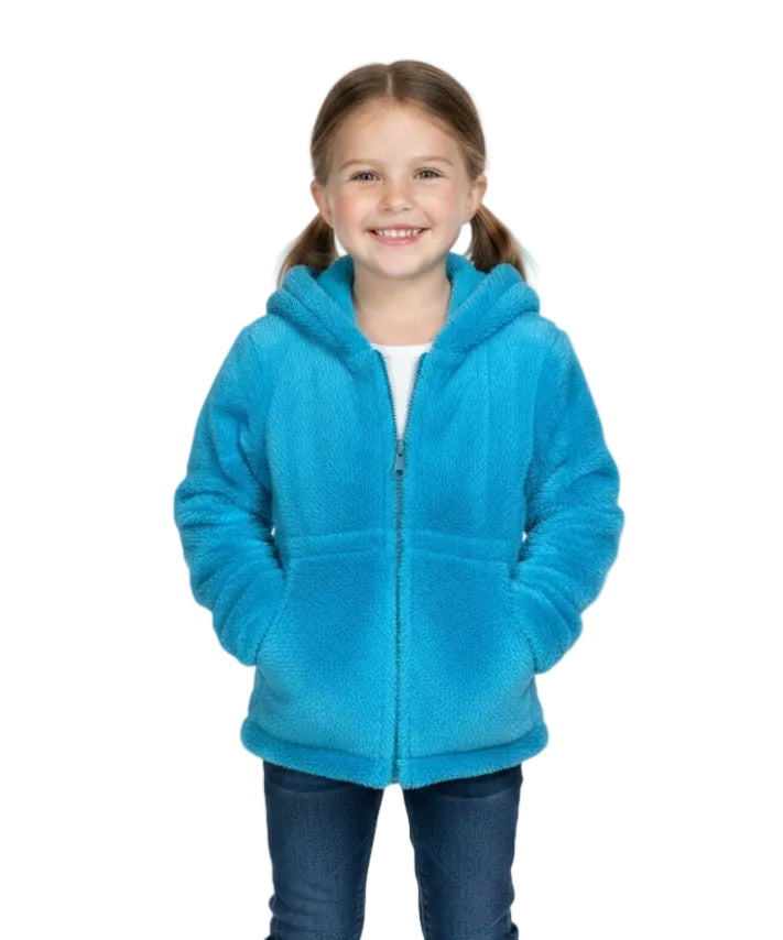 Girls Faux Fur Coat with Ear Hoodie - Teal (12m-24m) $9.00 (2-4) $10.00 (S-XL) $11.00 Per Piece. GJ22114