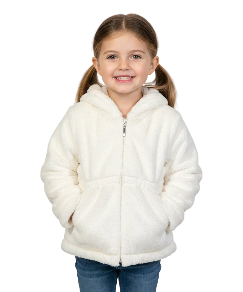 Girls Faux Fur Coat with Ear Hoodie - Off White (12m-24m) $9.00 (2-4) $10.00 (S-XL) $11.00 Per Piece. GJ22114