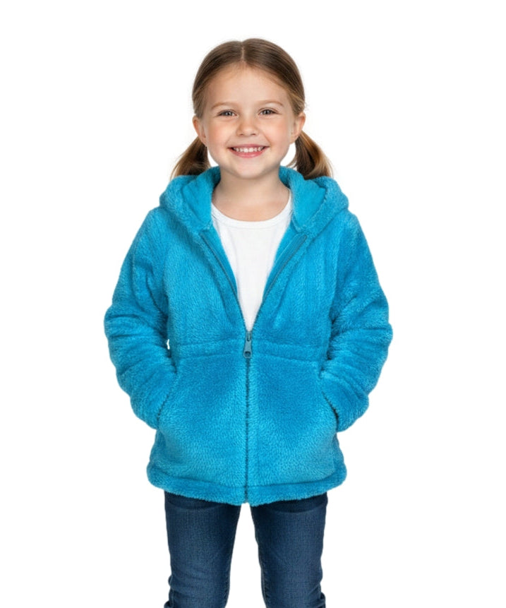 Girls Faux Fur Coat with Ear Hoodie - Teal (12m-24m) $9.00 (2-4) $10.00 (S-XL) $11.00 Per Piece. GJ22114
