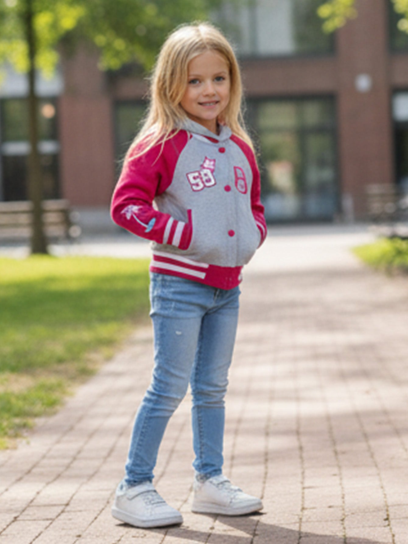 Girls  B Barbie Inspired Varsity Jacket Fuchsia  (2-4) $10 and (S-XL) $11 Per Piece. GJ24118