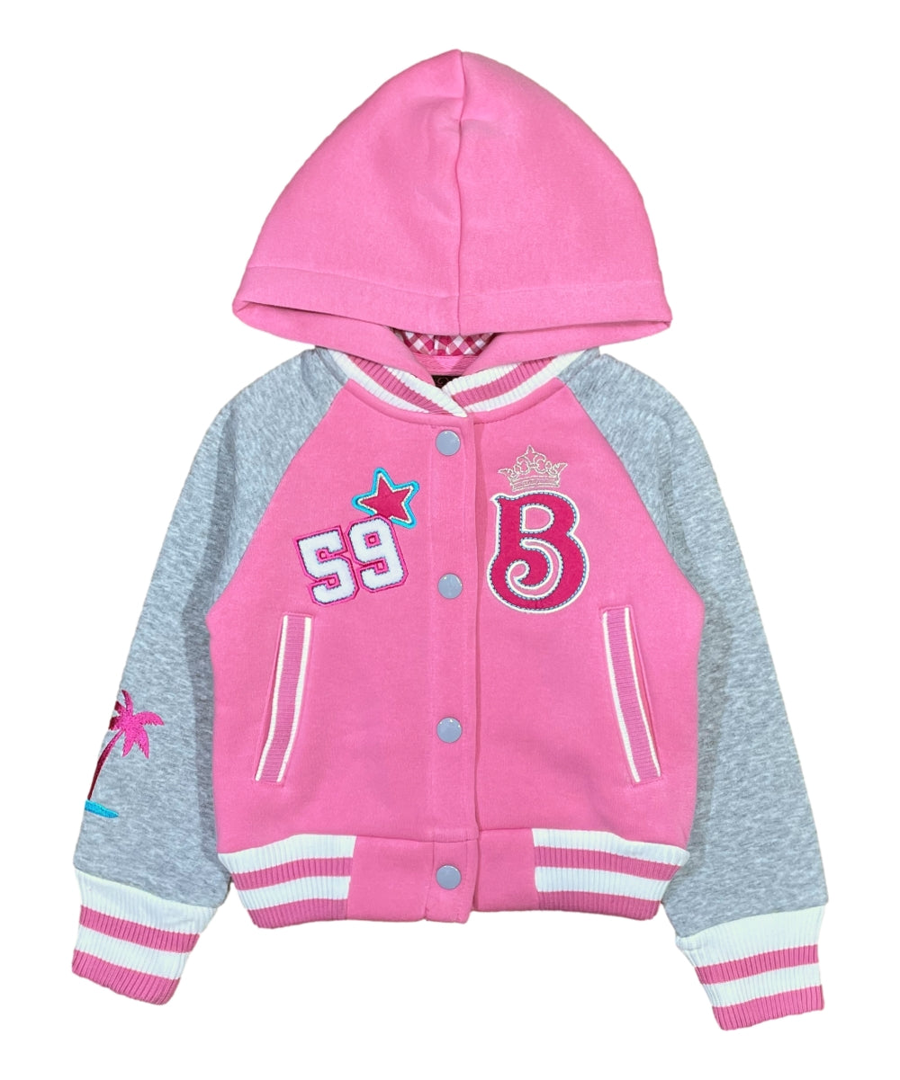 Girls  B Barbie Inspired Varsity Jacket Pink  (2-4) $10 and (S-XL) $11 Per Piece. GJ24118