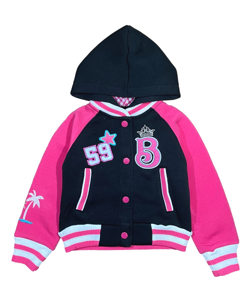Girls  B Barbie Inspired Varsity Jacket Black  (2-4) $10 and (S-XL) $11 Per Piece. GJ24118