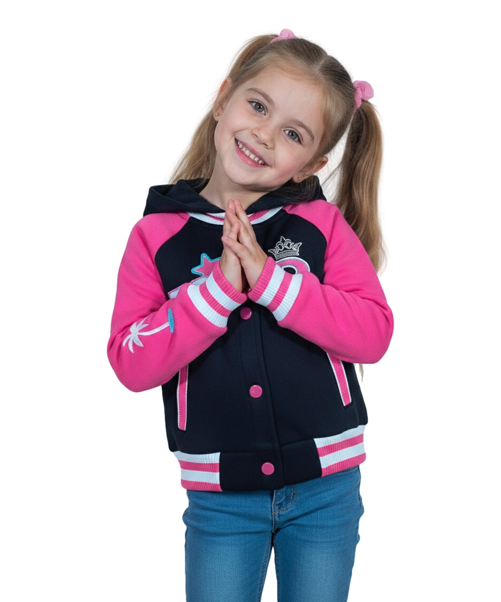 Girls Barbie Inspired Embroidered Varsity Jacket - Black  (2-4) $10.00 and (S-XL) $11.00 Per Piece. GJ24118