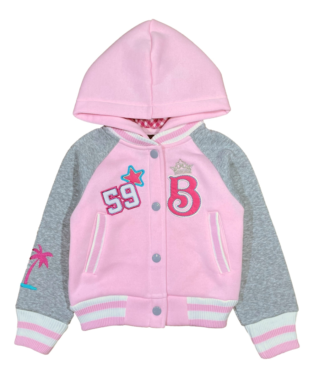 Girls  B Barbie Inspired Varsity Jacket Powder Pink  (2-4) $10 and (S-XL) $11 Per Piece. GJ24118