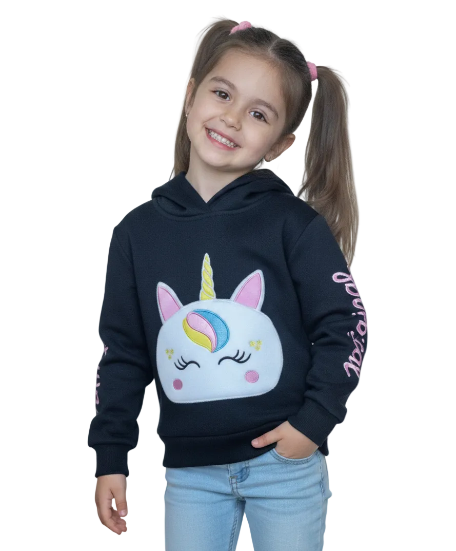 Girl Unicorn Pocket Pull Over Hoodie - Black (2-4) $7.50 and (S-XL) $8.50 Per Piece GP401