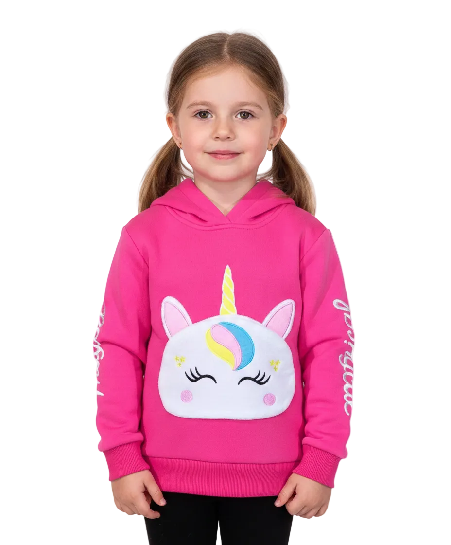 Girl Unicorn Pocket Pull Over Hoodie - Pink (2-4) $7.50 and (S-XL) $8.50 Per Piece GP401