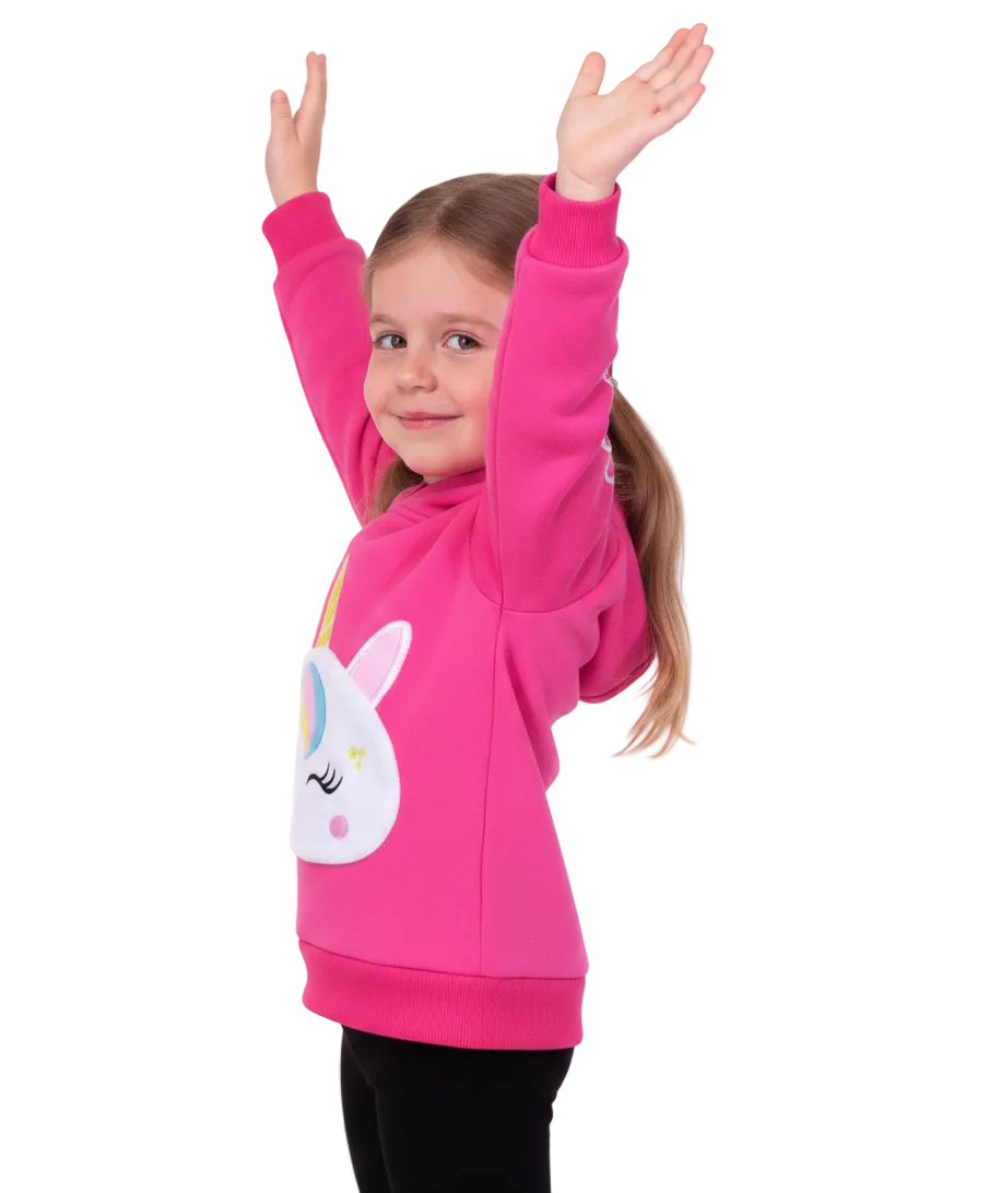 Girl Unicorn Pocket Pull Over Hoodie - Pink (2-4) $7.50 and (S-XL) $8.50 Per Piece GP401