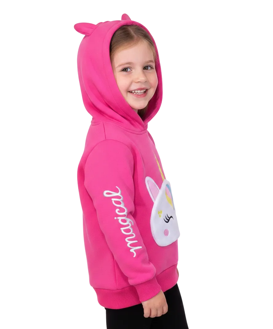 Girl Unicorn Pocket Pull Over Hoodie - Pink (2-4) $7.50 and (S-XL) $8.50 Per Piece GP401