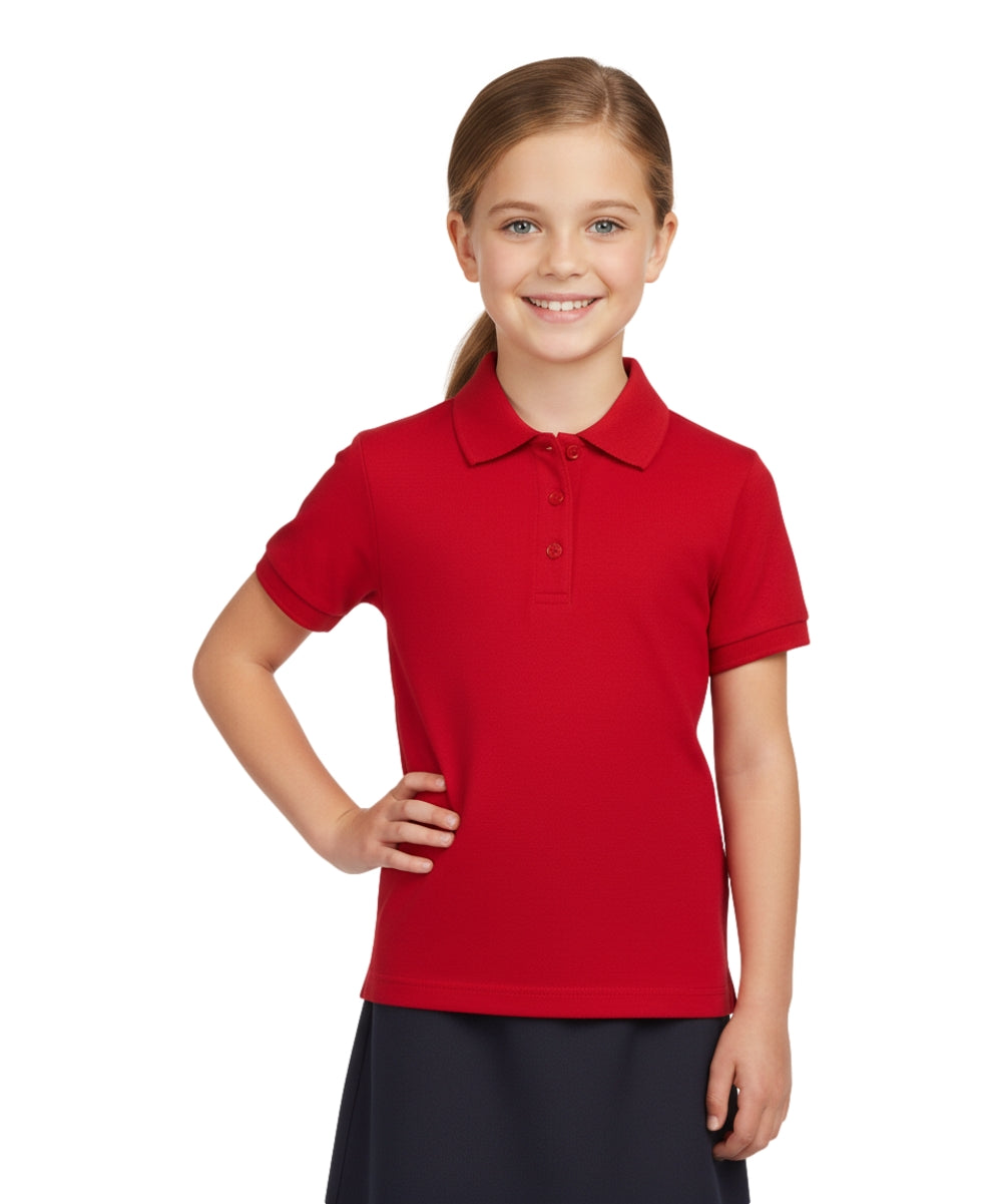 red polo dress uniform Short Sleeve Jersey Polo Dress 095 - Red / Toddler - Y2XS Toddler 3-4