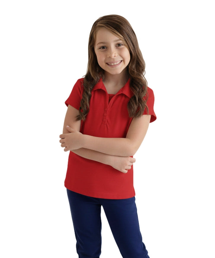 Girl's Uniform Triple Button Shirt (6 Pack) Red $5.50-$5.75 Per Piece GSU02