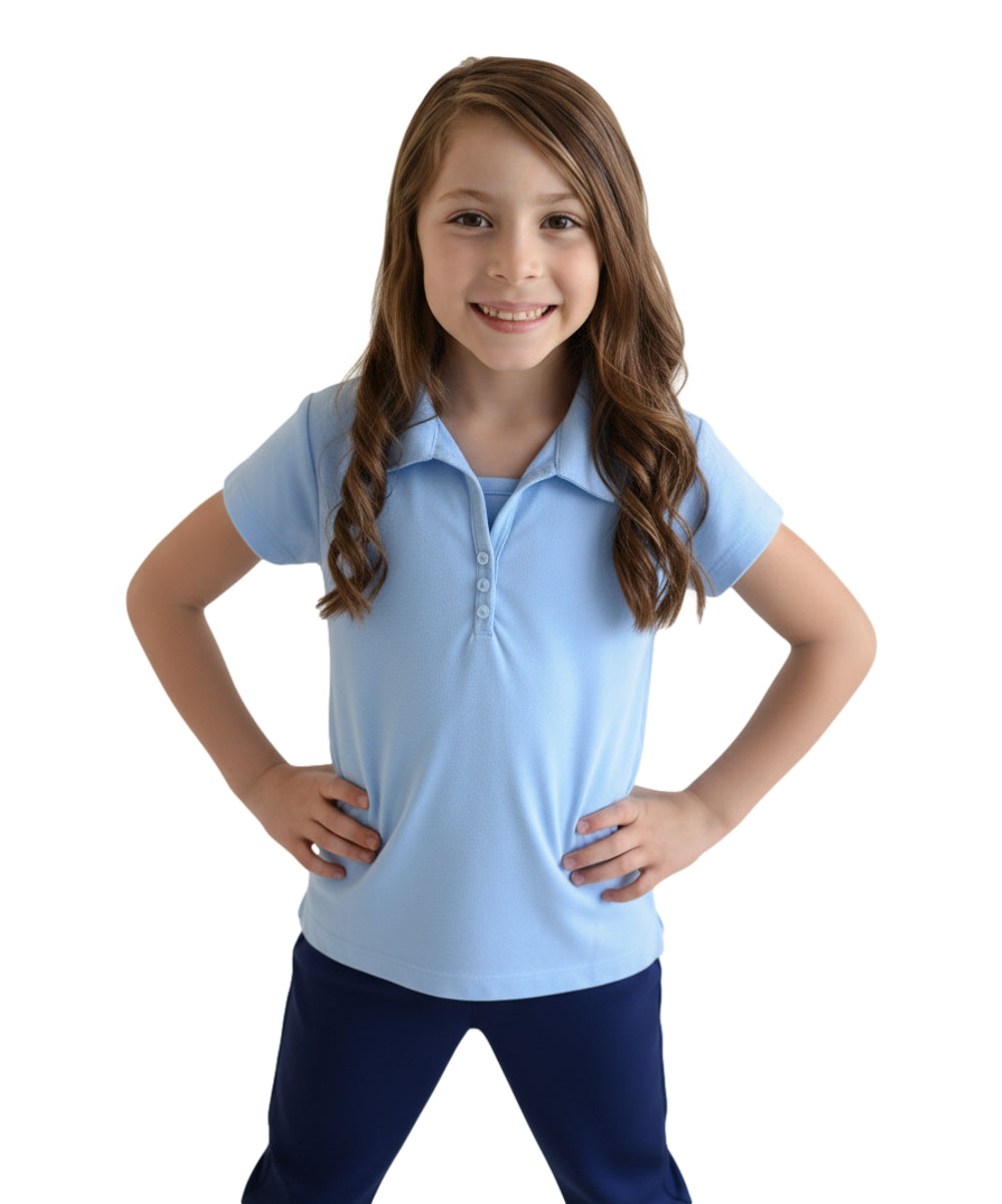 Girl's Uniform Triple Button Shirt (6 Pack) Sky Blue $5.50-$5.75 Per Piece GSU02