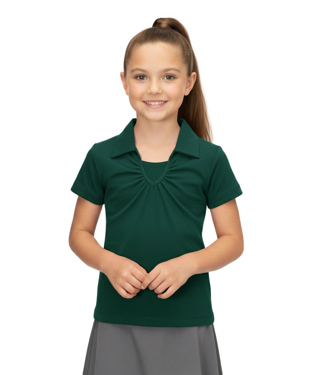 Girl's Uniform V-Neck Collar Shirt Green $5.5-$5.75 Per Piece