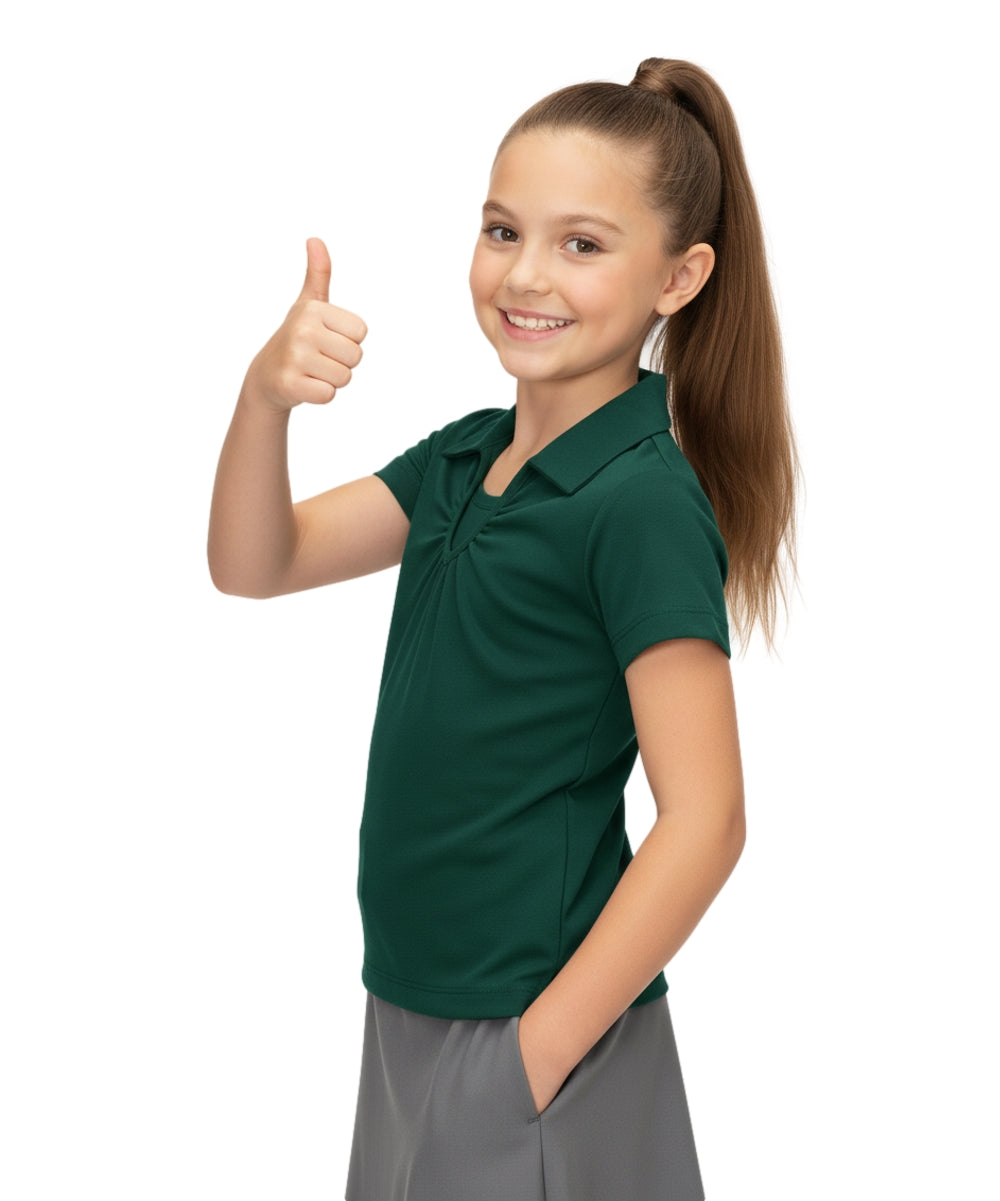 Girl's Uniform V-Neck Collar Shirt Green $5.5-$5.75 Per Piece