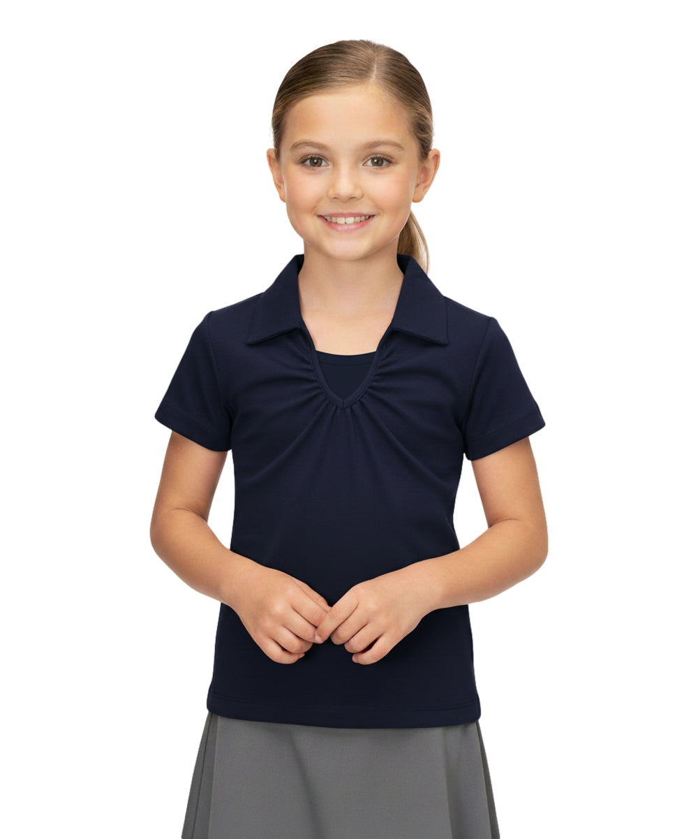 Girl's Uniform V-Neck Collar Shirt Navy $5.50-$5.75 Per Piece GSU03