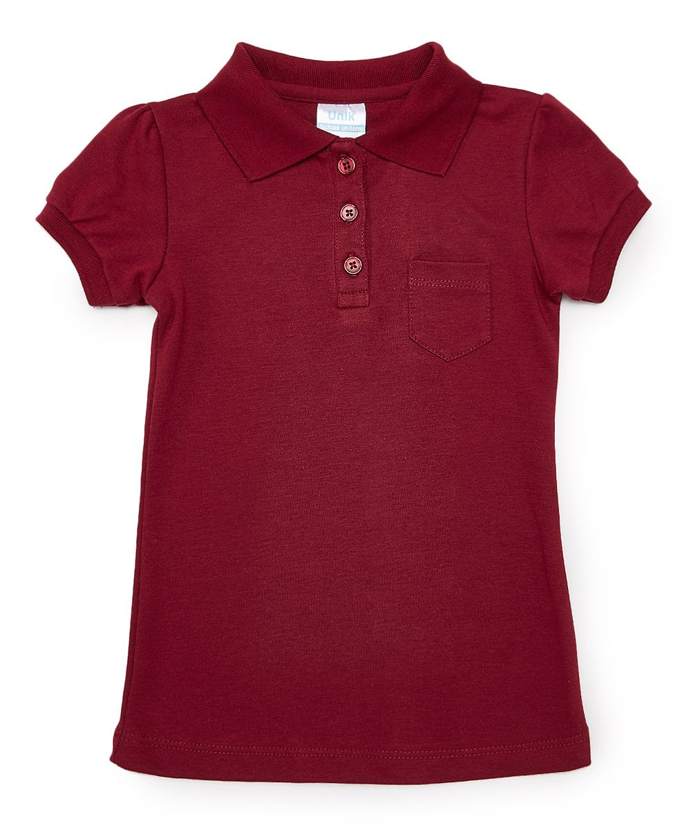 Girl's Burgundy Polo with Pocket Uniform Shirt $4.75-$5 Per Piece.  GSU05