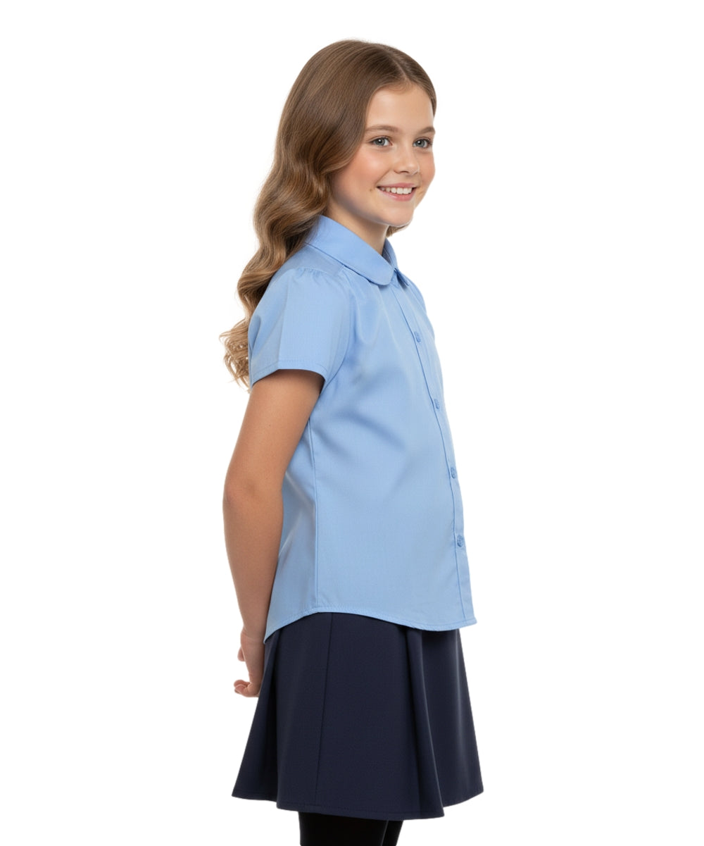 Button Up Girls Uniform Shirt White, Sky Blue (5-18) $5.75-$6.00 Per Piece GSU06