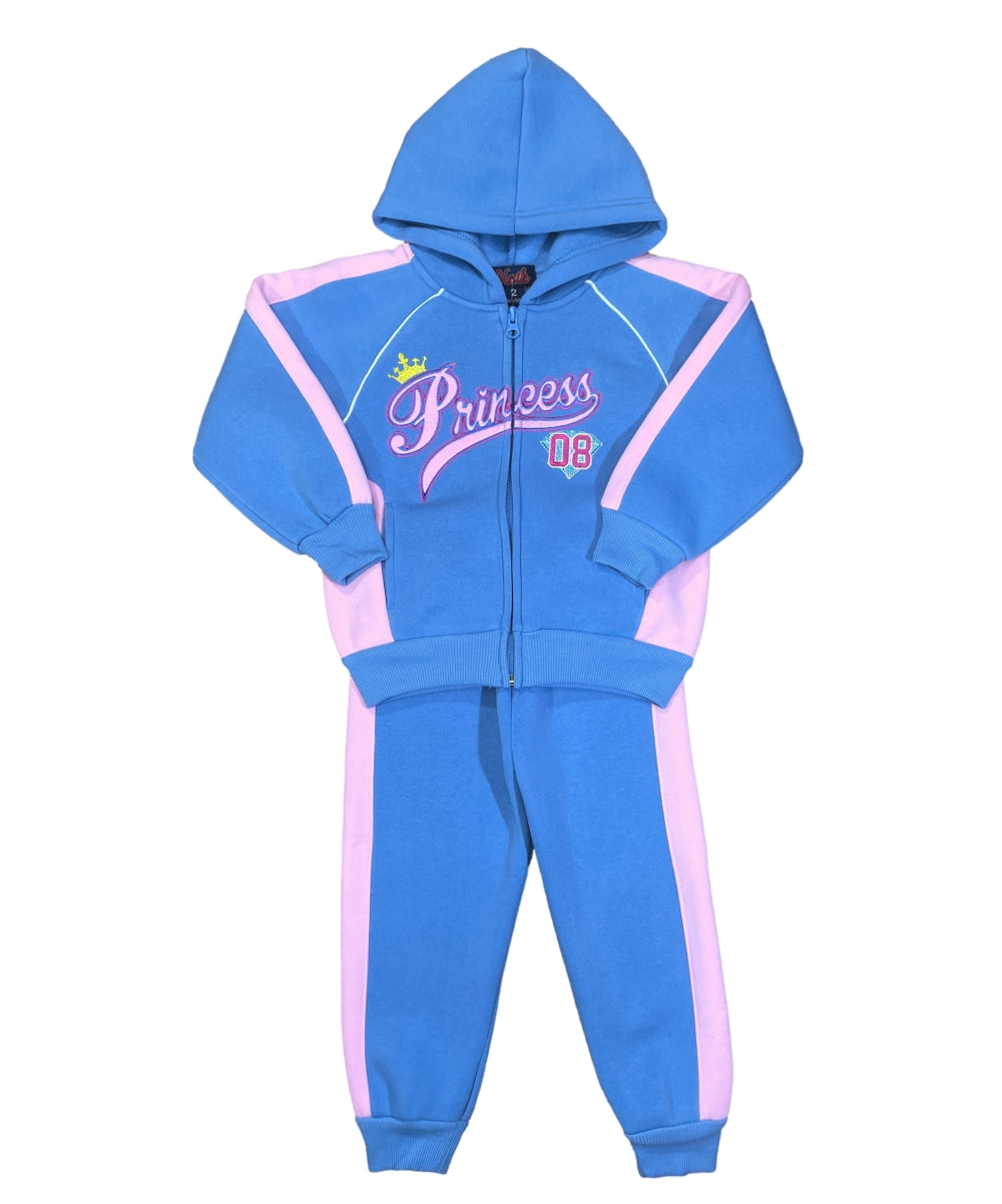 Girls Princess Fleece Tracksuit  2-4 ($10) 5-8 ($11) 10-14 ($12) Per set. GW2576 (Copy)