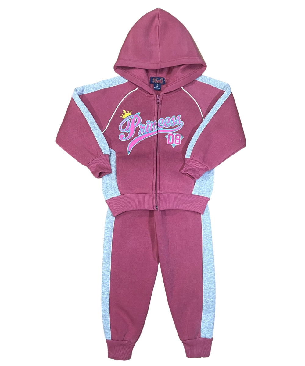 Girl Princess Fleece Tracksuit - Plum (2-4) (10-14) $10.00 Per Set. GW2317