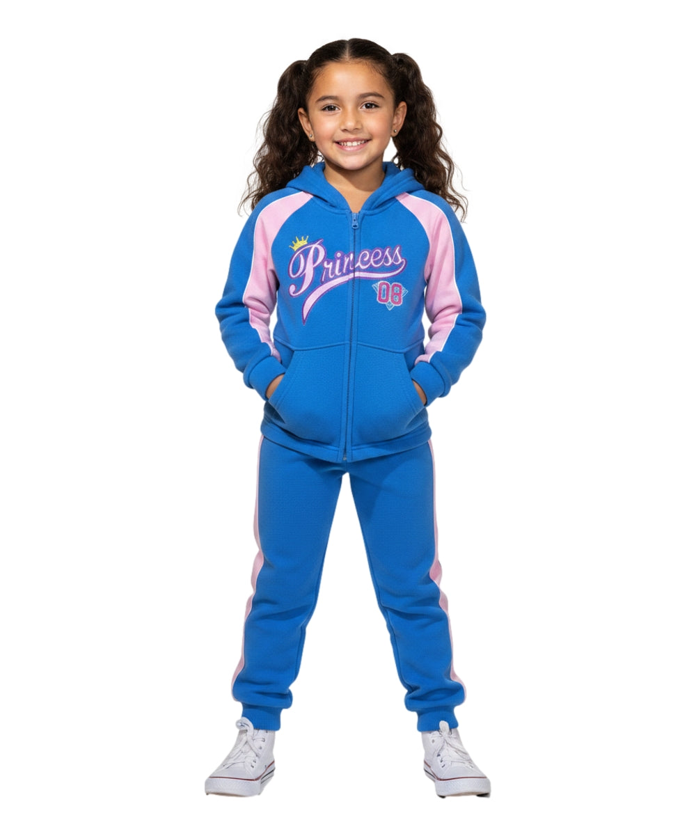 Girls Princess Fleece Tracksuit  2-4 ($10) 5-8 ($11) 10-14 ($12) Per set. GW2576 (Copy)
