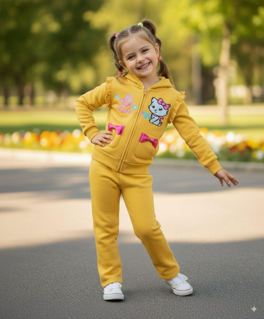 Girls Love Kitty  Sporty Tracksuit with 2 front pockets (5-8) $10 and (10-14) $11 per set