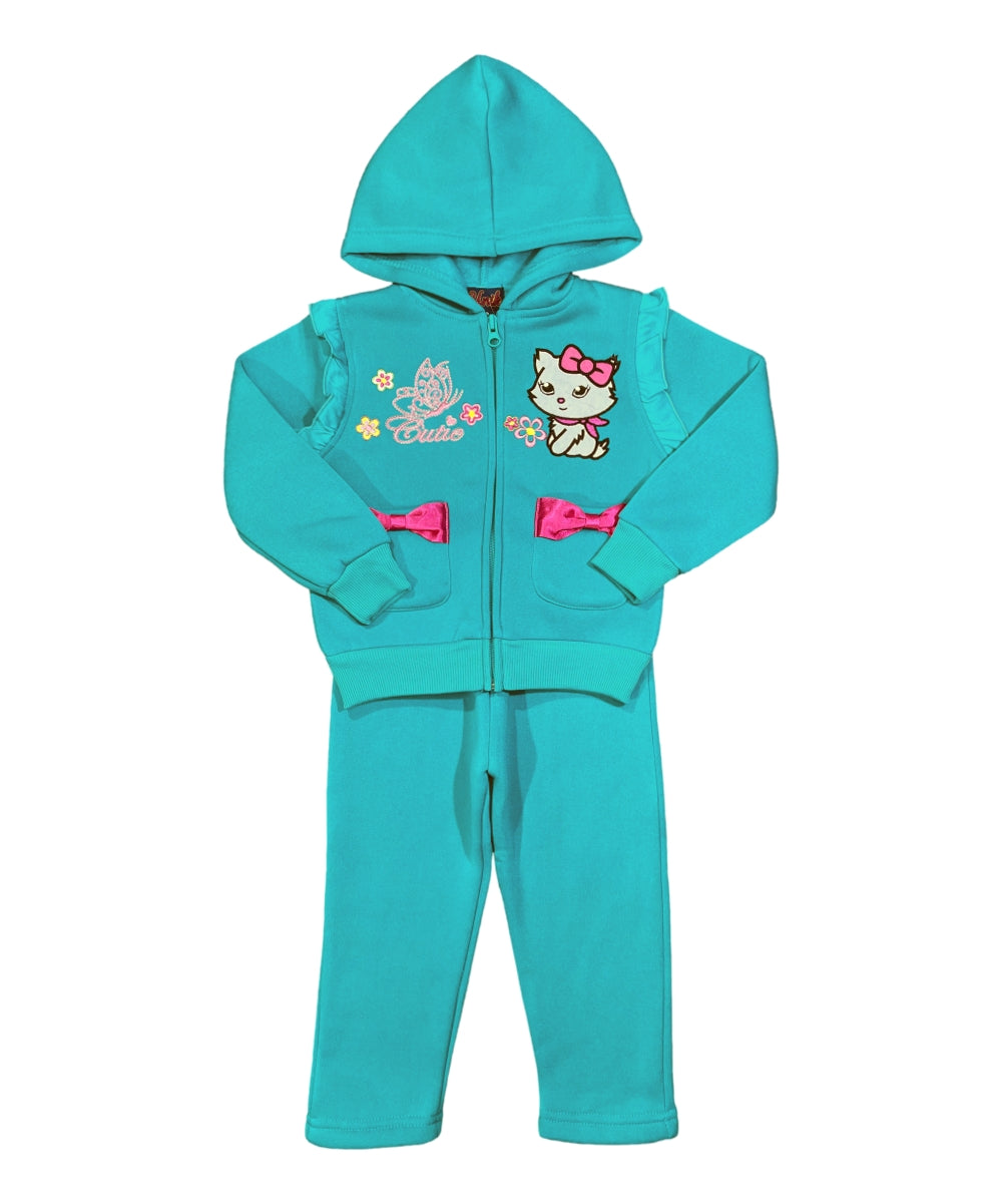 Girls Love Kitty  Sporty Tracksuit with 2 front pockets (5-8) $10 and (10-14) $11 per set