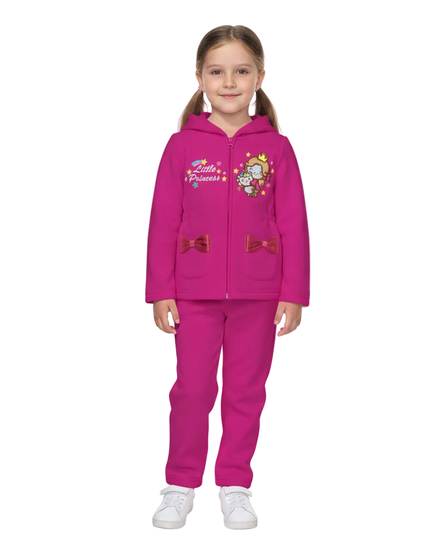 Girl Little Princess Fleece Tracksuit - Fuchsia   (5-8)  $10.00 Per Set. GW2421