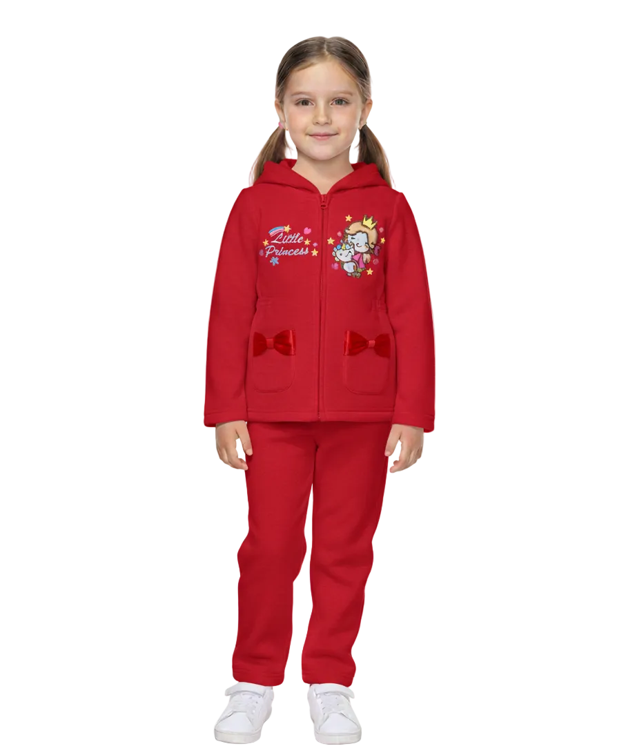 Girl Little Princess Fleece Tracksuit - Red   (5-8)  $10.00 Per Set. GW2421