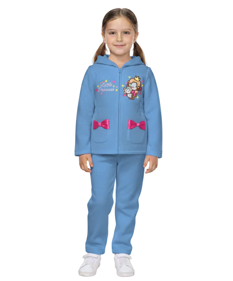Girl Little Princess Fleece Tracksuit - Sky Blue (2-4) (5-8)  (10-14) $10.00 Per Set. GW2421